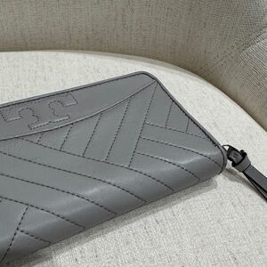 Tory Burch Gray Quilted Wallet